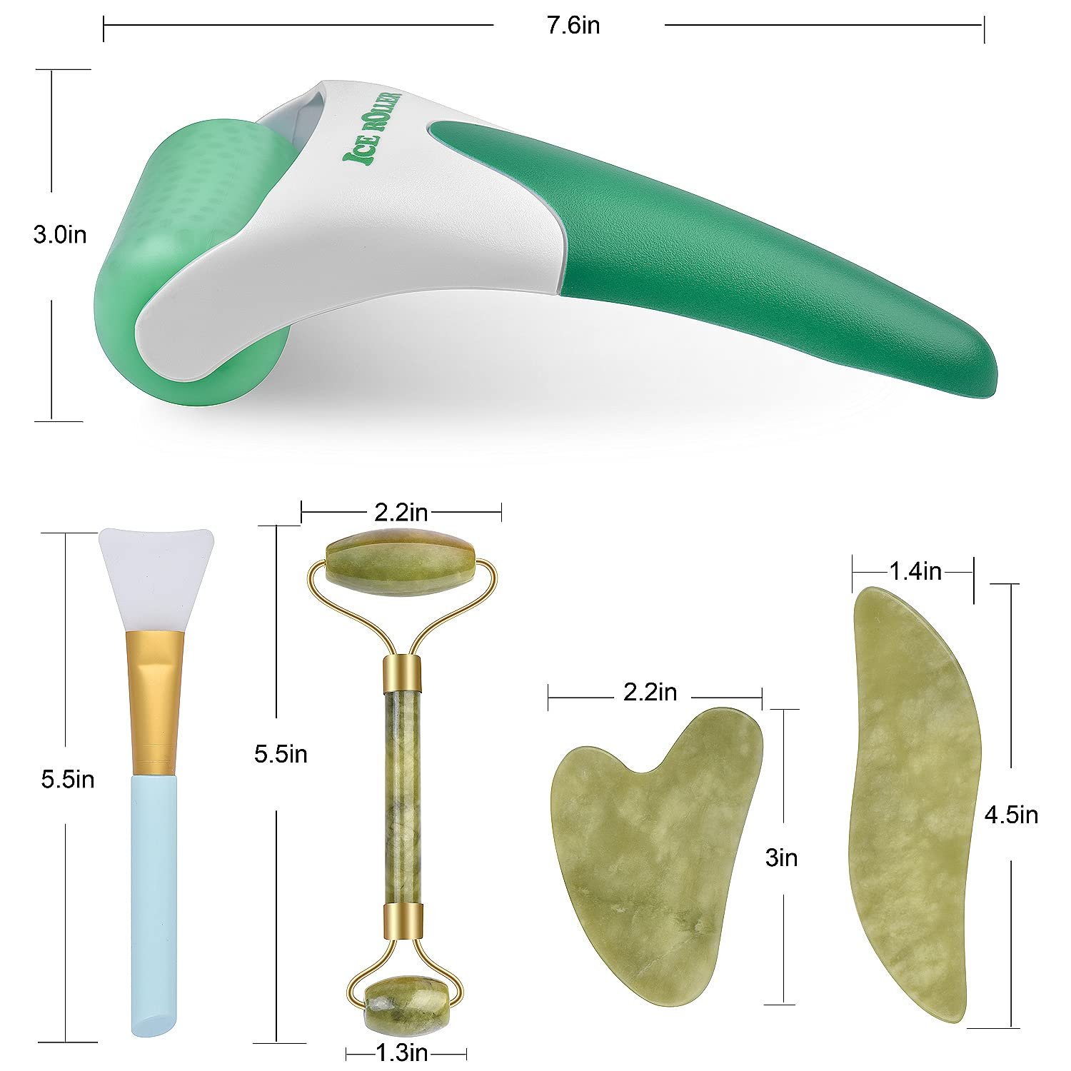 Charmonic 6 in 1 Ice Roller & Jade Roller and Gua Sha Set, Facial Massage Kits, Facial Roller Kit with Gua Sha Tool and Silicone Brush, Anti-Aging Jade Stone Massager for Face, Eyes, Neck Massage - Image 7