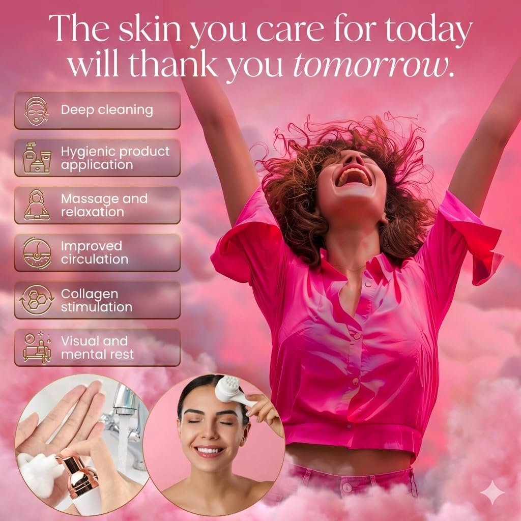 Skincare tools set, cute skin care tool for teens, facial accesories for skincare, clean girl aesthetic gifts, teen skin care kit, pink selfcare item, face cleaning kit, face washing kit for teen girl - Image 4