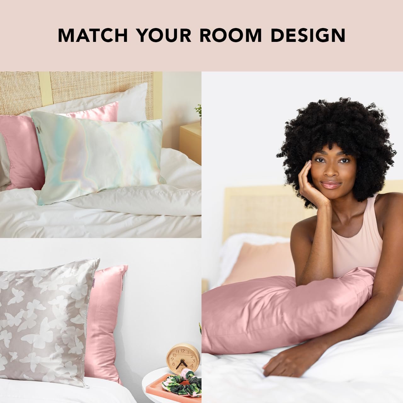 Hello Kitty x Kitsch Satin Heatless Curling Set XL (Pink Kitty Faces) & Satin Pillowcase with Zipper King Size 19"x36" (Blush) Bundle - Image 9