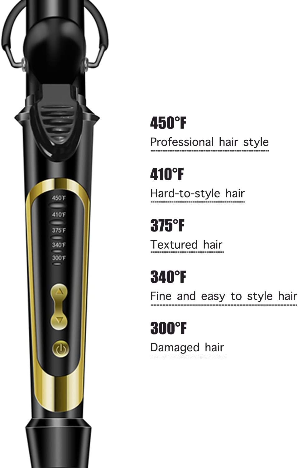 LANVIER 1.25 Inch Curling Iron, Extra Long Barrel 1 1/4 Inch Curling Iron for Long Hair up to 450F, Worldwide Dual Voltage Hair Curler for Traveling, Hair Waving Style Tool Black - Image 6