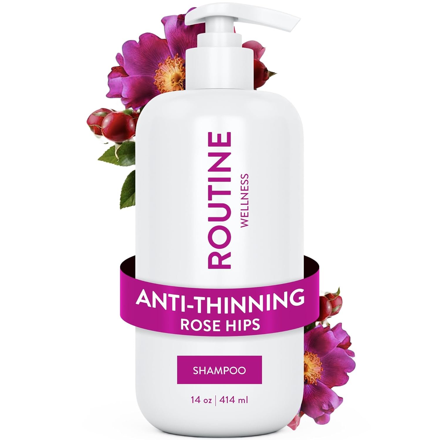Routine Wellness Anti-Thinning Volumizing Shampoo for Thinning Hair & Hair Loss - Grow Your Confidence with Biotin & DHT Blockers - 14 oz Rose Hips