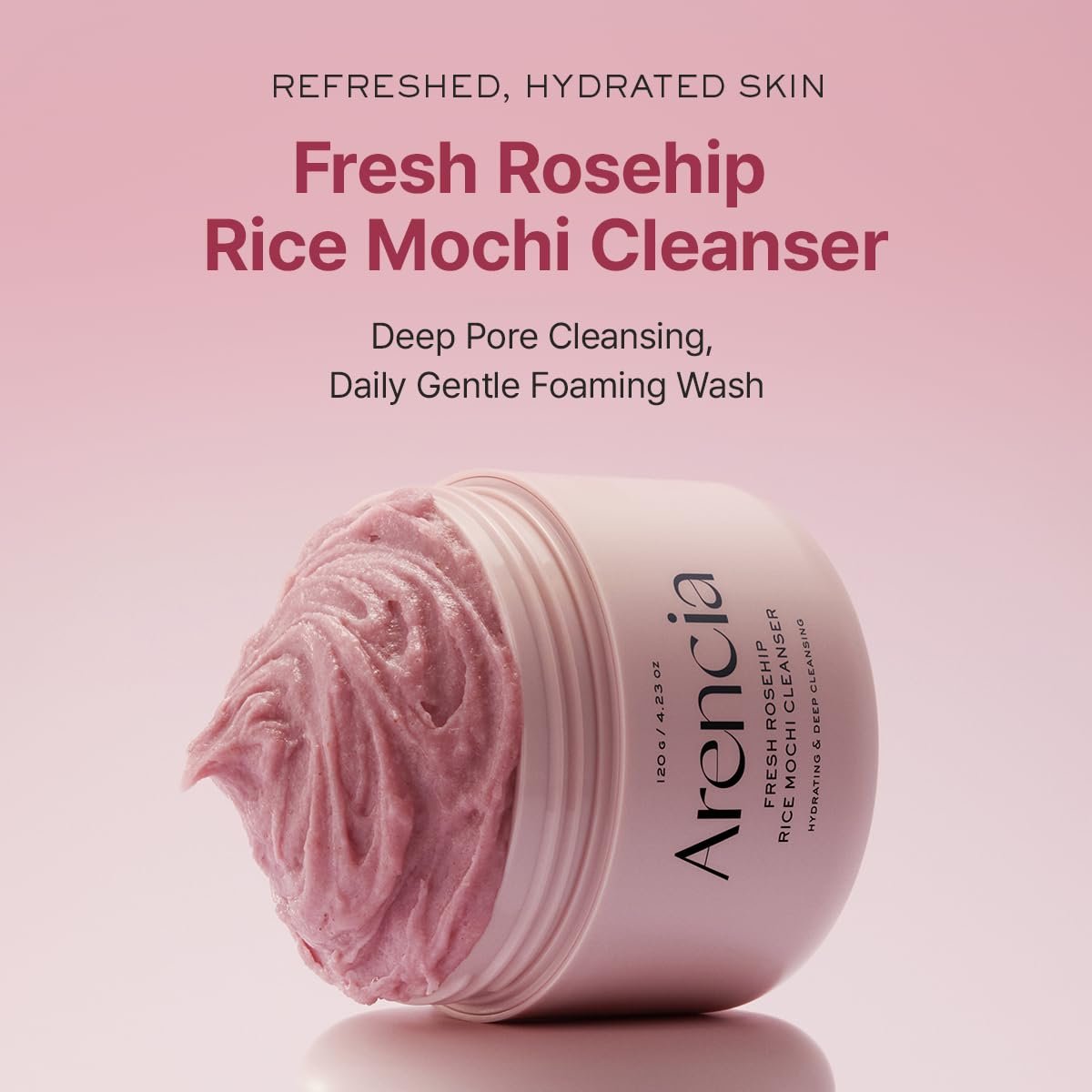 Arencia Rosehip Brightening Rice Mochi Face Cleanser & Daily Scrub - Moisturizing, Exfoliating & Deep-Cleansing - All Skin Types with Rice Powder & Rice Water (1.76oz) - Image 2
