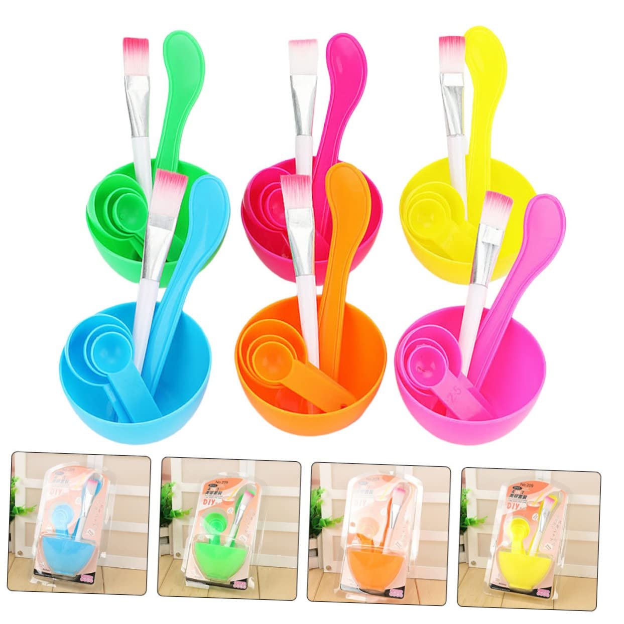 MERRYHAPY Facial Mask Mixing Bowl 6pcs Set with Brush Spoon Diy Face Mask Tools Bulk Beauty Appliance Random Color - Image 5