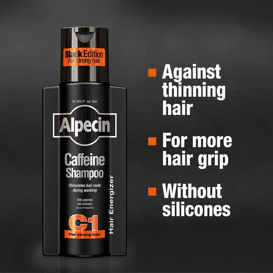 Alpecin Caffeine Shampoo C1 Black Edition with Bold Fragrance 8.45 oz I Hair Performance Enhancer Promotes Natural Hair Growth and Thickness I Energizes Scalp - Image 2
