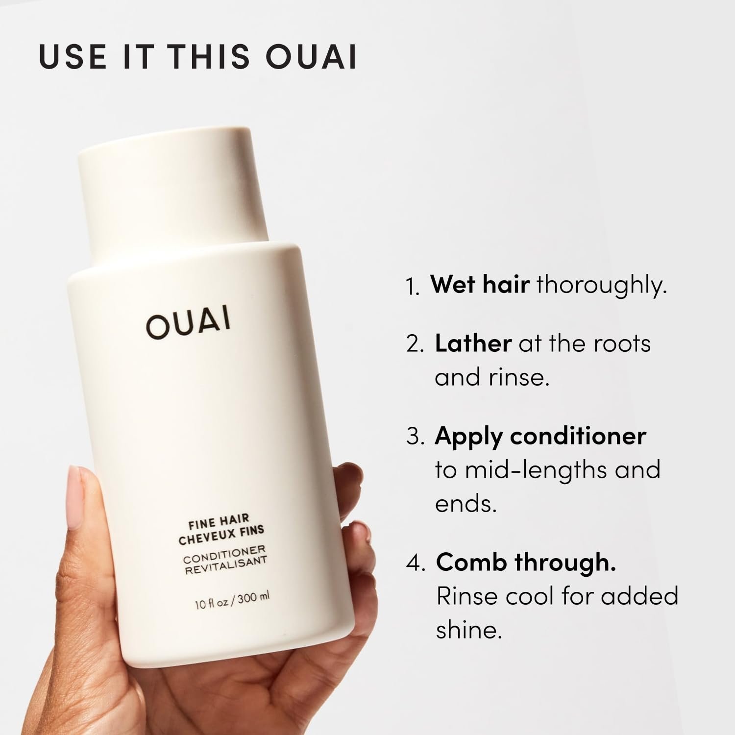 OUAI Fine Hair Shampoo & Conditioner Set, Travel Size - Volumizing Shampoo & Conditioner - With Strengthening Keratin, Biotin & Chia Seed Oil - Sulfate, Paraben & Phthalate Free (3 Oz) - Image 7