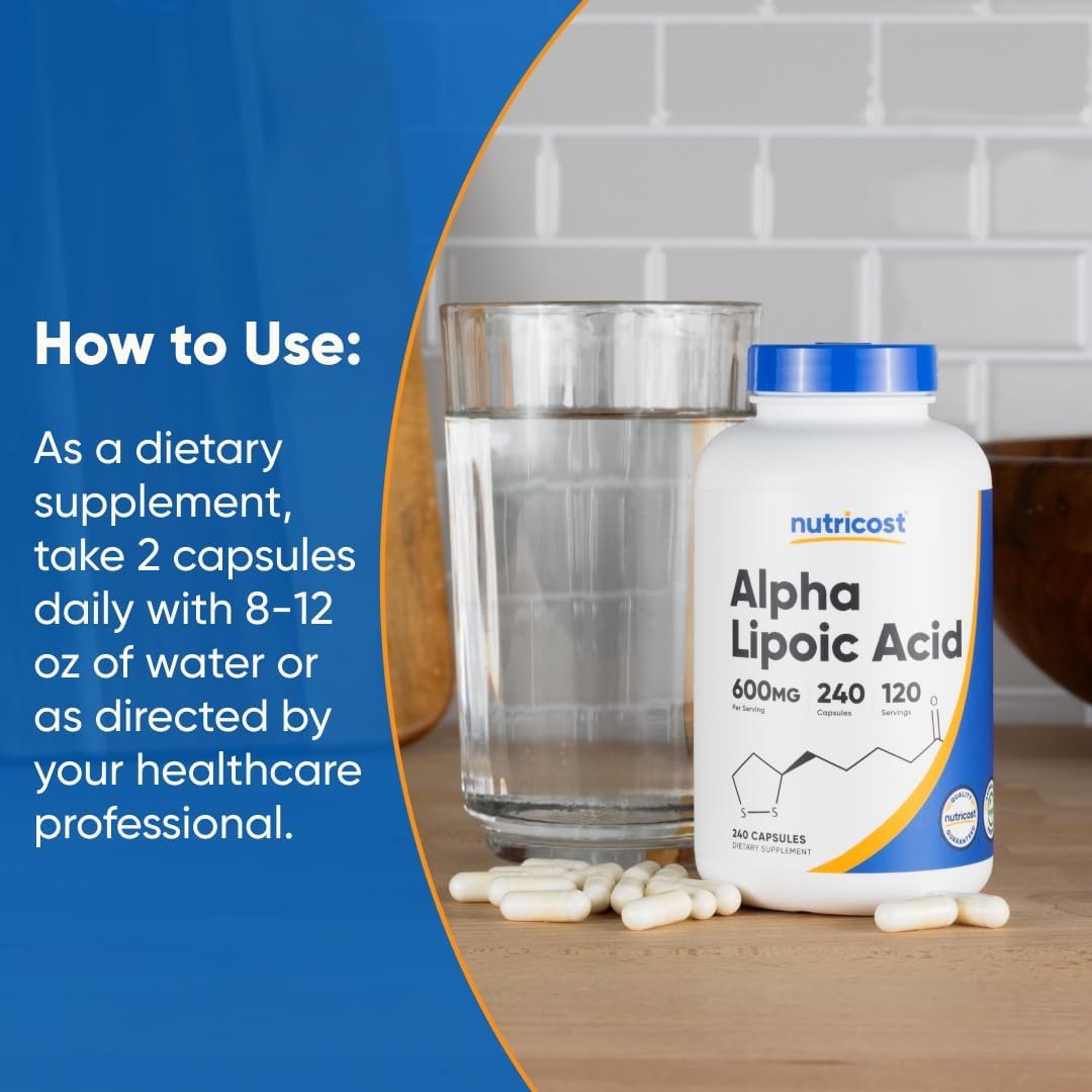 Nutricost Alpha Lipoic Acid 600mg Per Serving, 240 Capsules - Gluten Free, Vegetarian Capsules, Soy Free & Non-GMO - Image 8