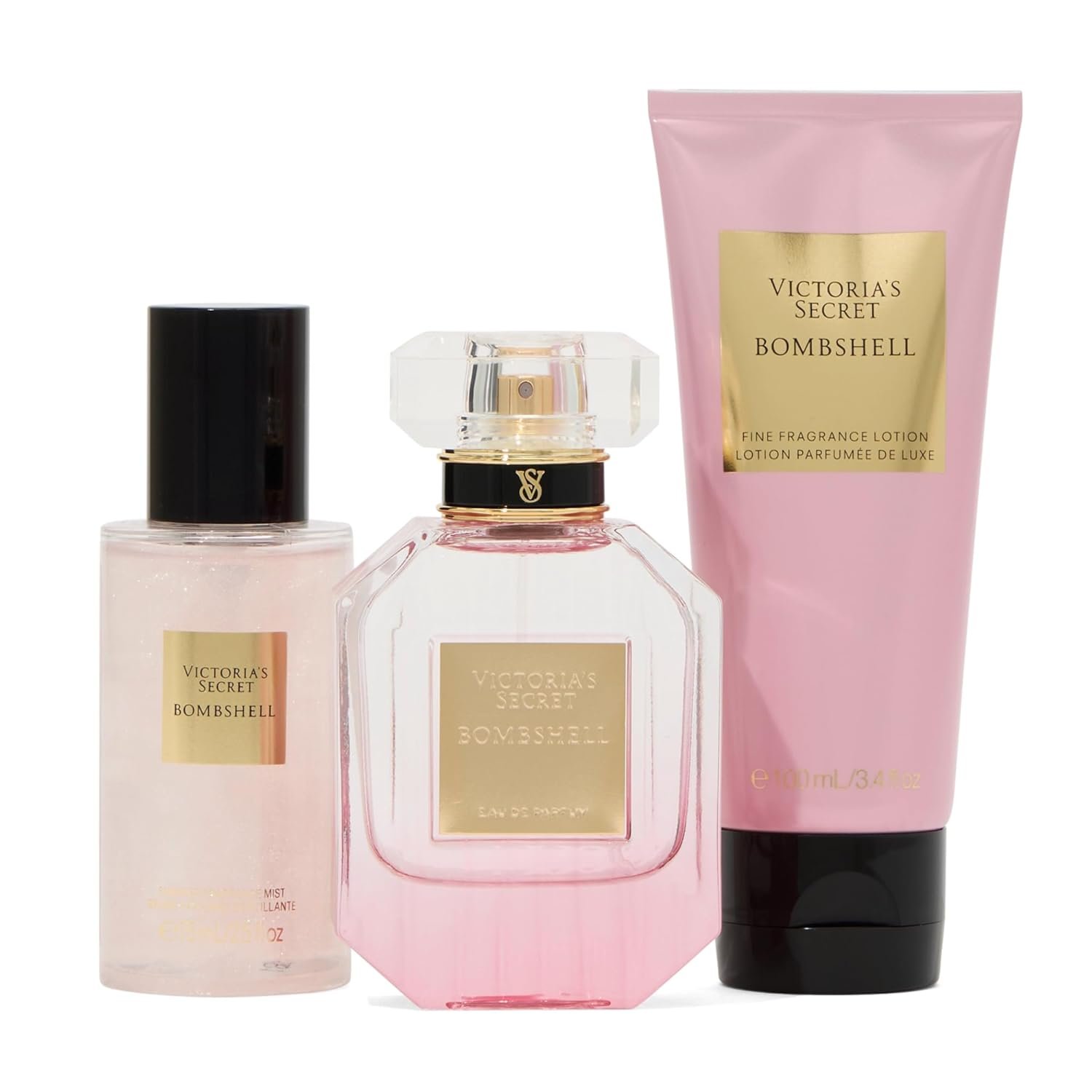 Victoria's Secret Bombshell 3 Piece Luxe Fragrance Gift Set: 1.7 oz. Eau de Parfum, Travel Lotion & Shimmer Mist - Image 3