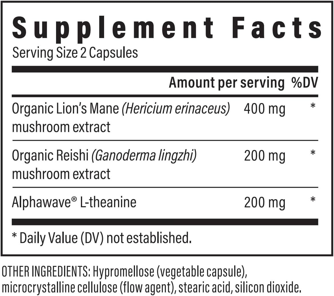 Real Mushrooms Calm Lions Mane Capsules (90 Count) – 400mg Organic Lions Mane Fruiting Body Extracts, 200mg Organic Reishi, 200mg AlphaWave L-Theanine for Calm Clarity & Relaxed Alertness, 90ct - Image 2