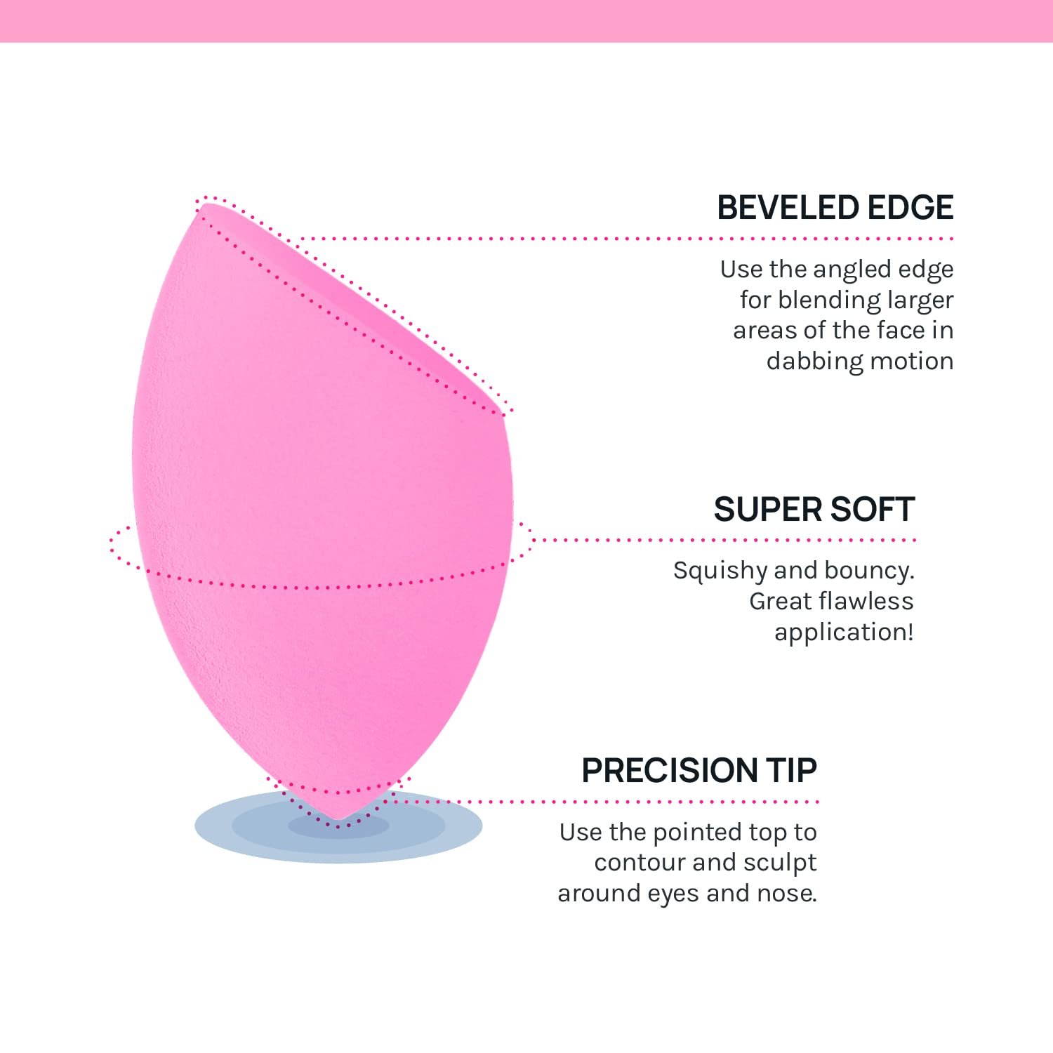 AOA Studio Collection Makeup Sponge Set Makeup Blender Latex Free and High-definition Super Soft Set of 6 Makeup Blender For Powder Cream and Liquid, Beauty Cosmetic Beveled Shape (Pink) - Image 4