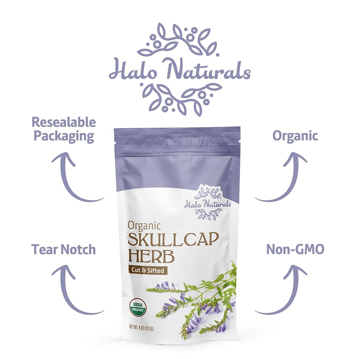 Organic Skullcap Herb Cut & Sift, 4 Ounces (Scutellaria lateriflora) USDA Certified | Resealable Pouch| Packaged in The USA (Pack of 1) - Image 6