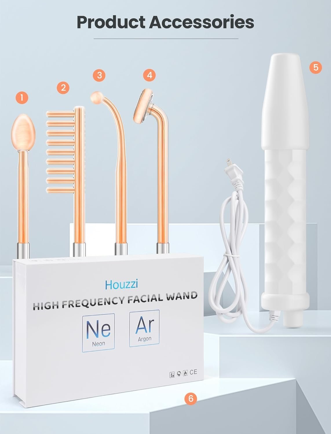 High Frequency Wand, Portable Facial Device with 4 Different Tubes - Image 7