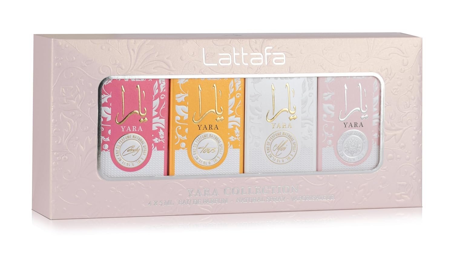 Lattafa Yara Collection – 4 × 5 ml Eau de Parfum Gift Set for Women (Yara + Yara Moi + Yara Tous + Yara Candy) - Image 2