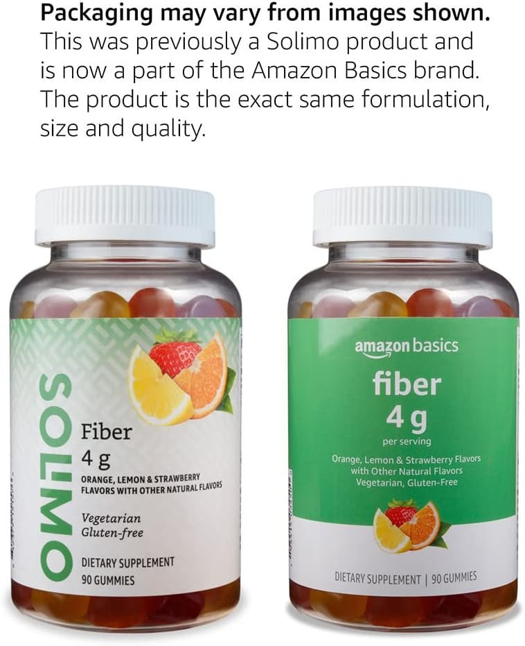 Amazon Basics Soft Fiber Gummies for Digestive Health and Regularity, Orange, Lemon & Strawberry Flavors, 90 Count, Pack of 1 (Previously Solimo) - Image 3