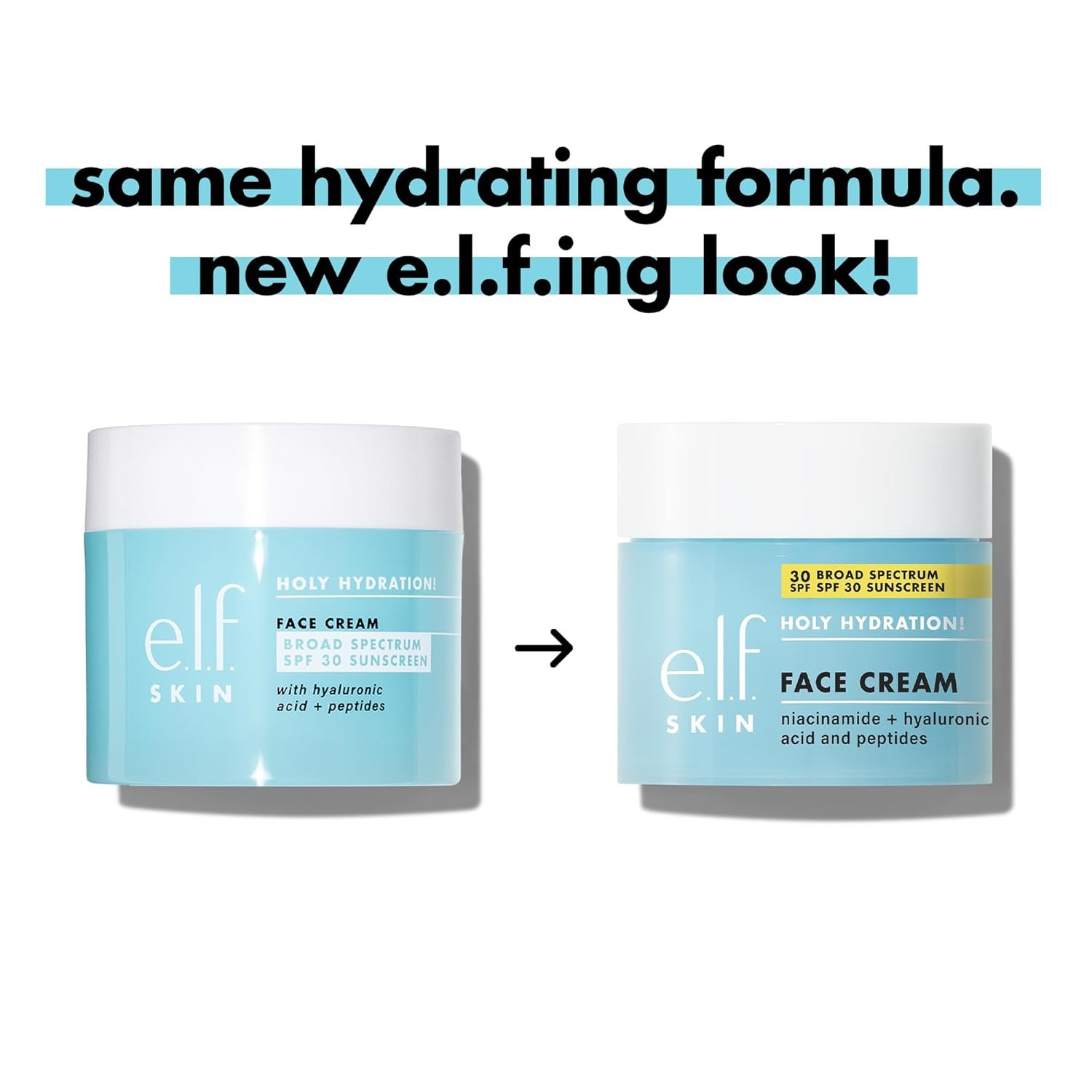 e.l.f. Holy Hydration! Face Cream Broad Spectrum SPF 30 Sunscreen Moisturizer, Made with Hyaluronic Acid, Niacinamide & Peptides, Lightweight Daily Protection, 1.7 oz - Image 4