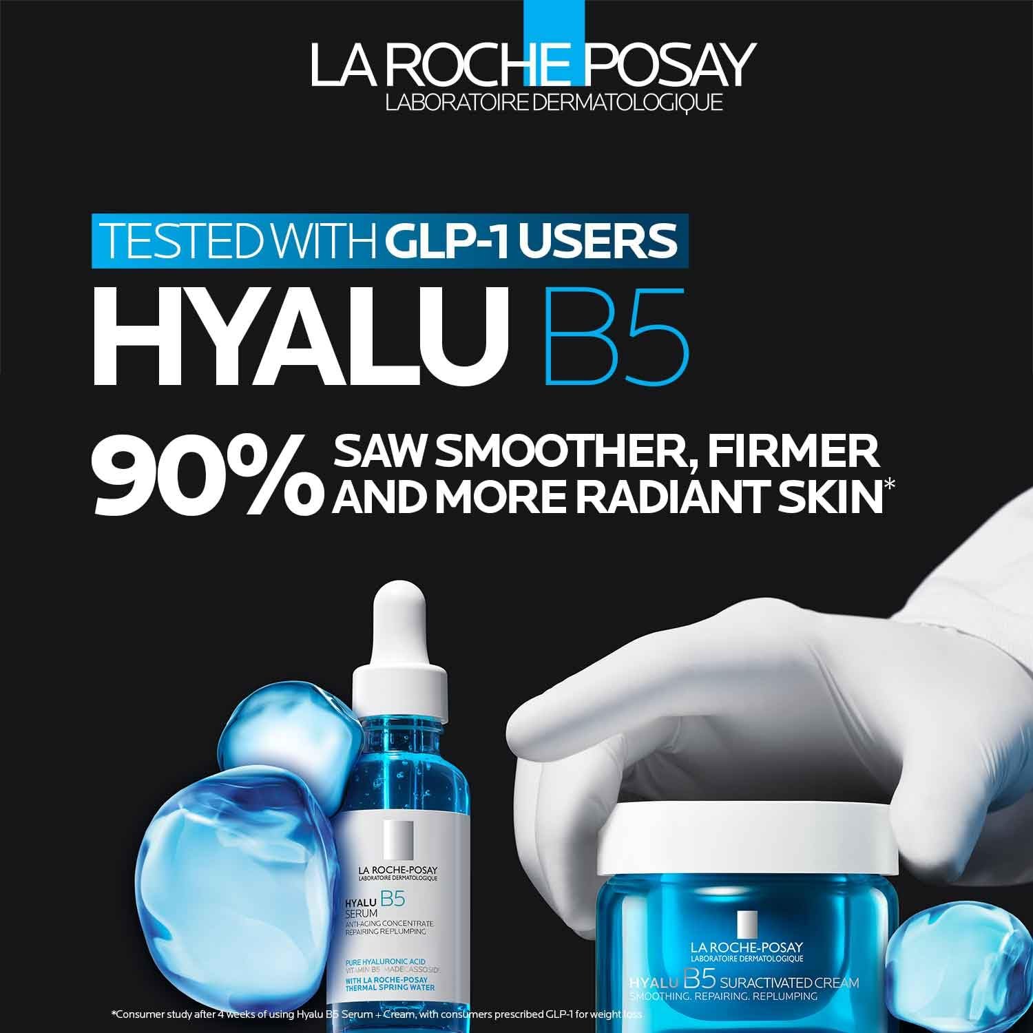 La Roche-Posay Hyalu B5 Pure Hyaluronic Acid Serum for Face, Vitamin B5 + Hyaluronic Acid + Madecassoside, Hydrating Serum Visibly Plumps Skin, Sensitive Skin Safe, Anti Aging, Oil-Free - Image 5
