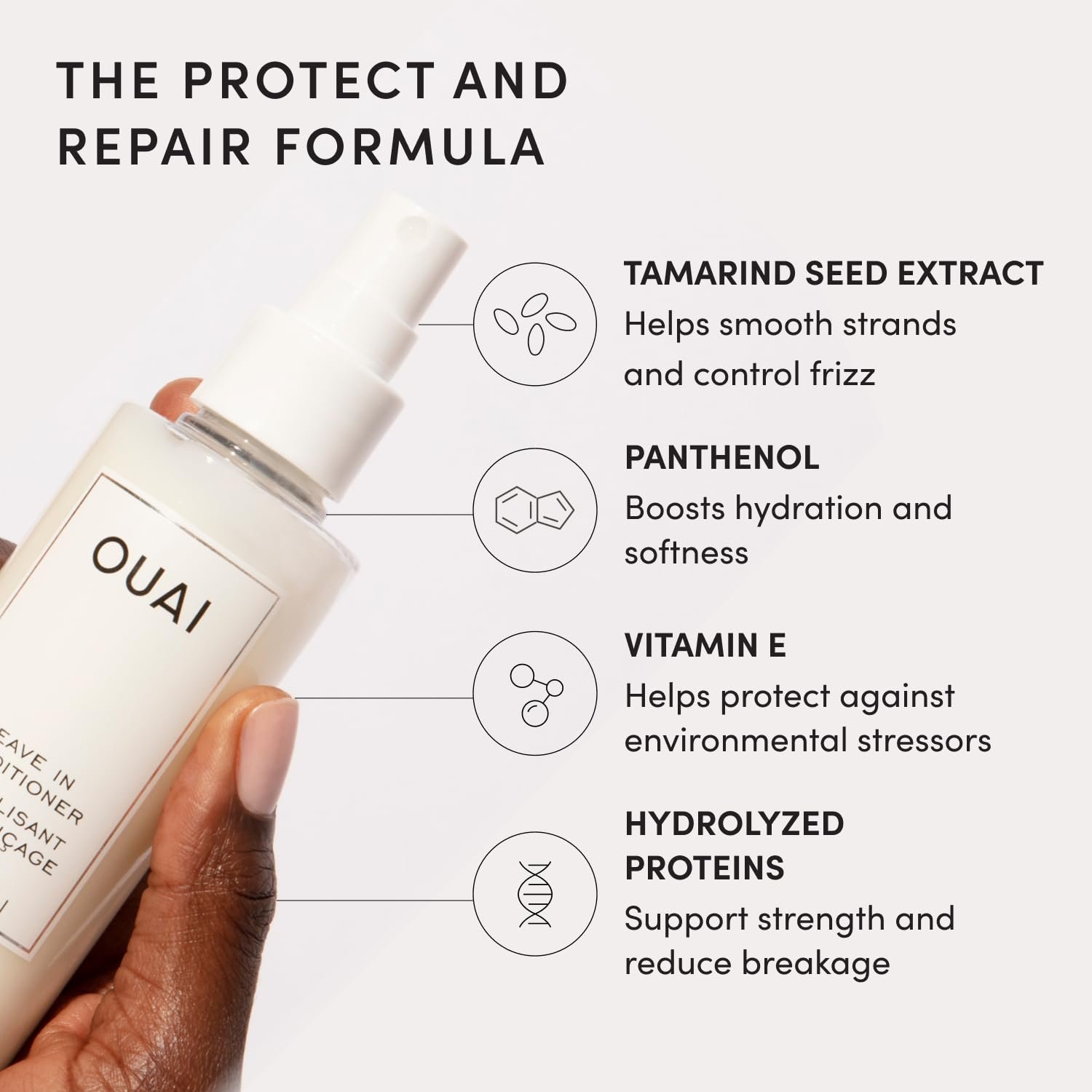 OUAI Leave In Conditioner & Heat Protectant for Hair - Prep Hair for Styling or Use as Detangling Spray to Fight Frizz & Flyaways - No Parabens, Sulfates or Phthalates (4.7 oz) - Image 5