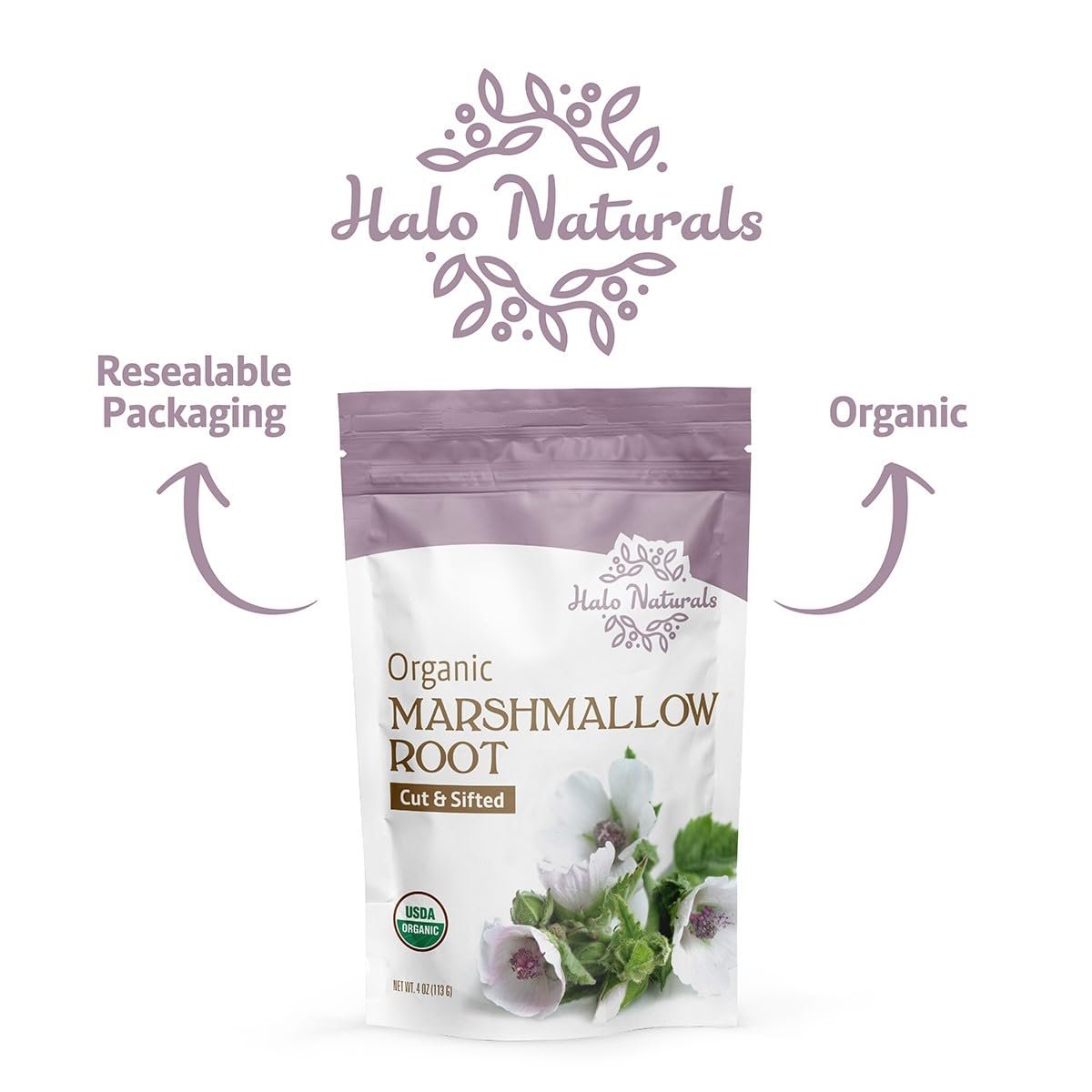 Organic Marshmallow Root Cut & Sifted, 4 Ounces (Althaea officinalis) USDA Certified | Resealable Pouch| Packaged in The USA (Pack of 1) - Image 6