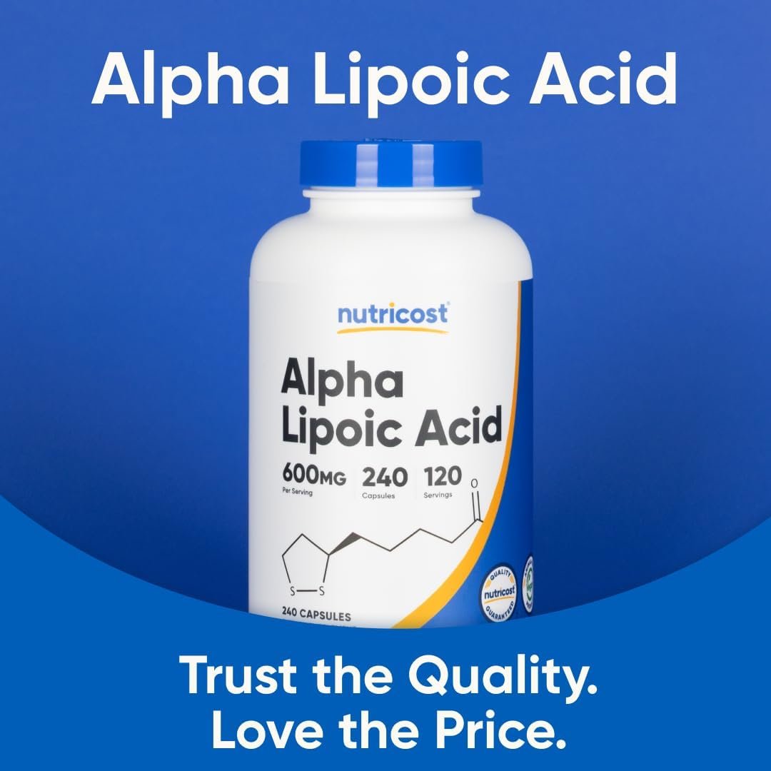 Nutricost Alpha Lipoic Acid 600mg Per Serving, 240 Capsules - Gluten Free, Vegetarian Capsules, Soy Free & Non-GMO - Image 6