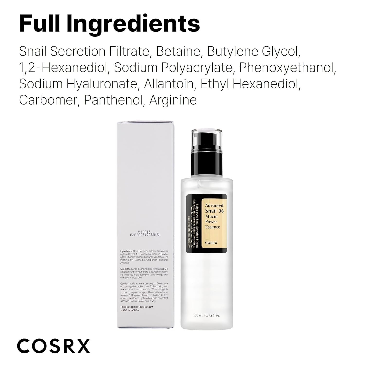 COSRX Snail Mucin 96% Repairing Serum, Hydrating Serum for Face with Snail Secretion Filtrate for Dull Skin & Fine Lines, 100ml, Korean Skin Care - Image 8