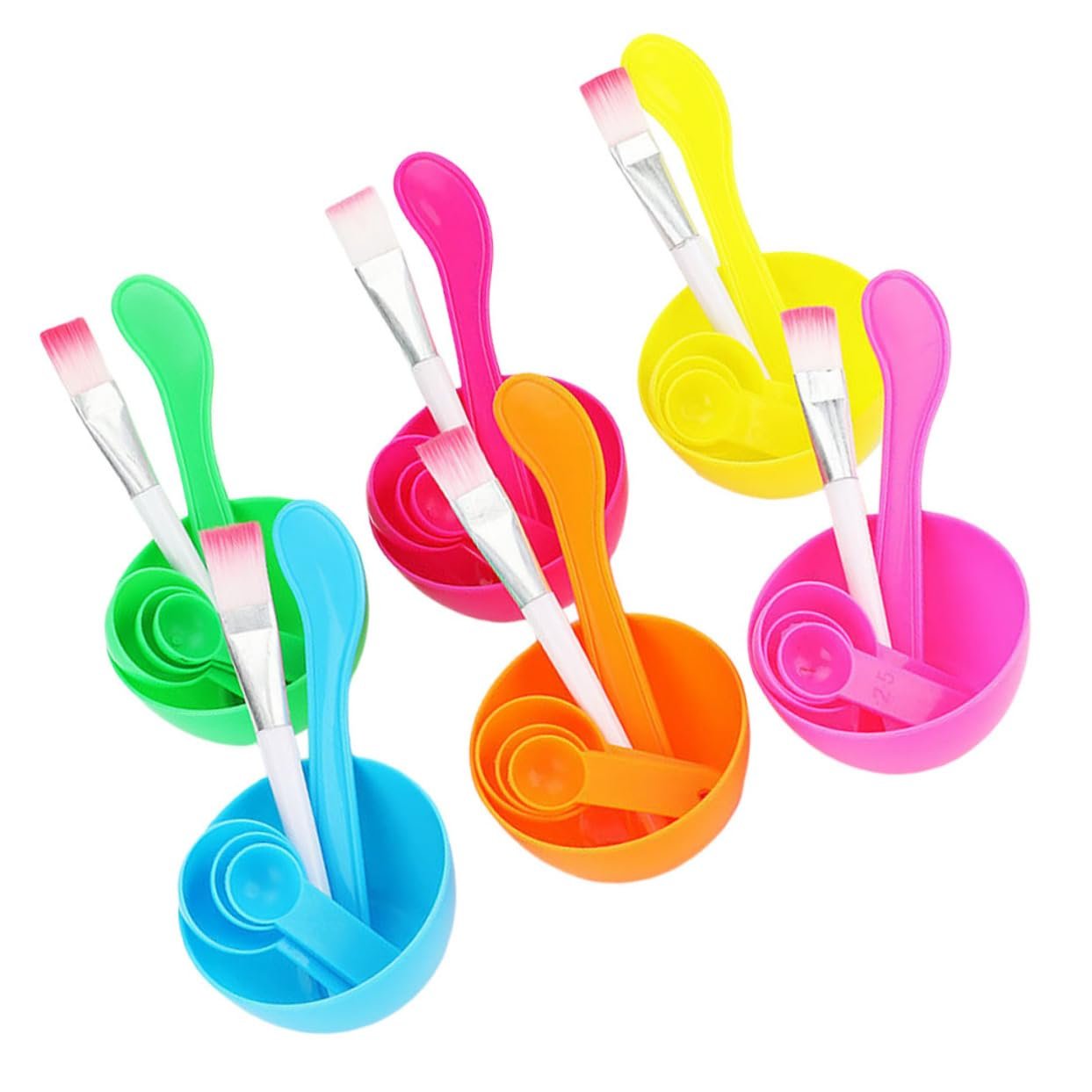 MERRYHAPY Facial Mask Mixing Bowl 6pcs Set with Brush Spoon Diy Face Mask Tools Bulk Beauty Appliance Random Color