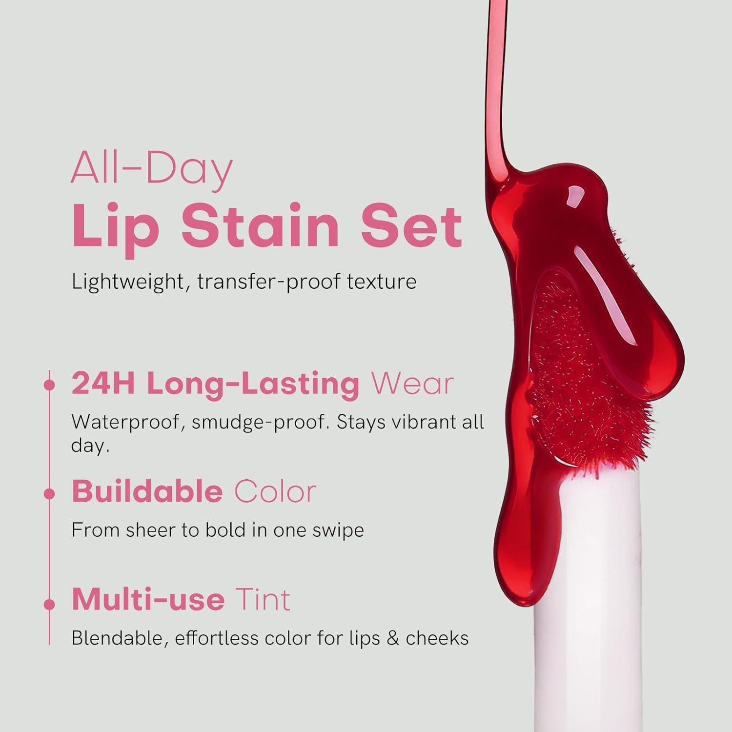 bayfree Lip Tint Stain Set, 2 PCS Korean Water Tint Lightweight Non-sticky, Waterproof Long Lasting Liquid Blush & Lip Stain, Transfer-Proof, Matte Finish Lip Color Makeup (made into jam) - Image 2