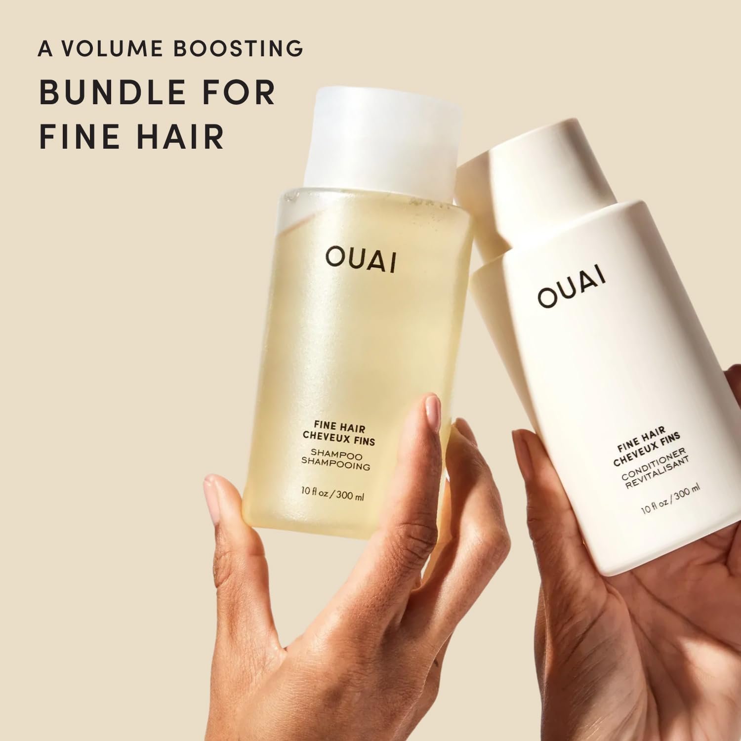 OUAI Fine Hair Shampoo & Conditioner Set, Travel Size - Volumizing Shampoo & Conditioner - With Strengthening Keratin, Biotin & Chia Seed Oil - Sulfate, Paraben & Phthalate Free (3 Oz) - Image 2