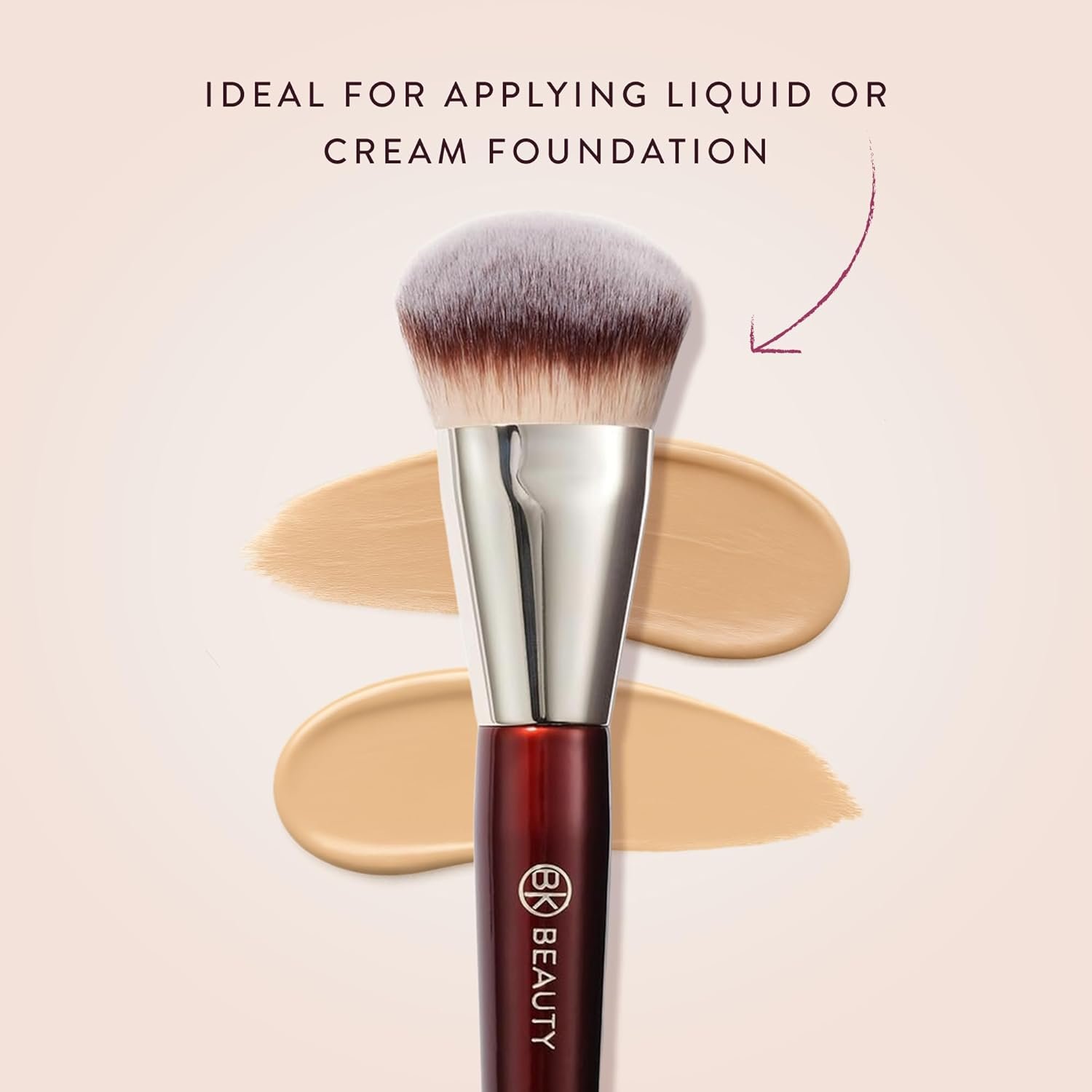 BK BEAUTY BRUSHES - 101 CONTOURED FOUNDATION BRUSH - Contoured Foundation Brush - Foundation Makeup Brushes - Face Brush For Liquid Or Cream Foundations - Image 4
