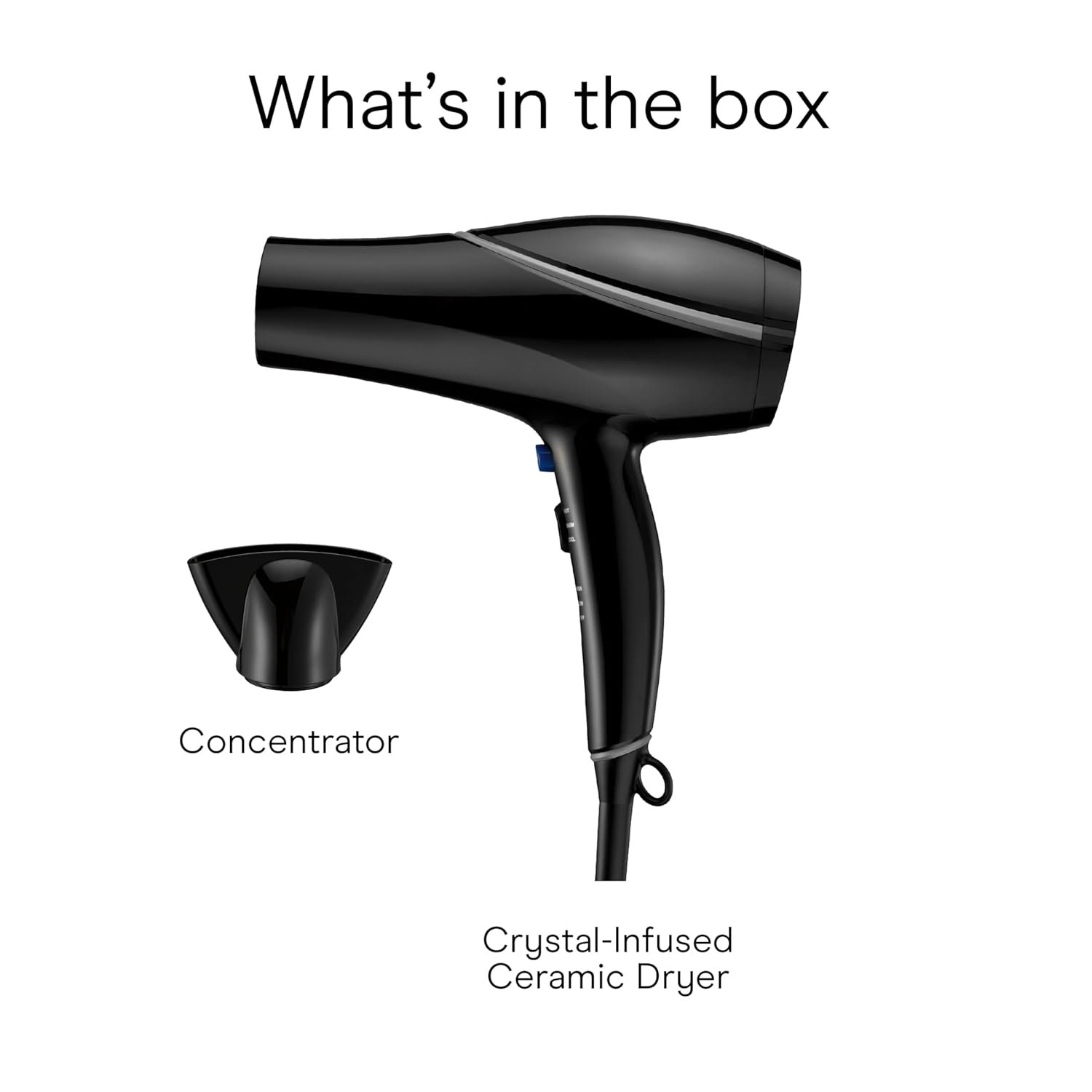 Conair Hair Dryer Style & Shine Natural Crystal Collection, 1875W Hairdryer, 3 Heat Settings, 2 Speeds, Blow Dryer with Concentrator Attachment, Ionic & Hematite-Infused Ceramic Technology, Black - Image 9