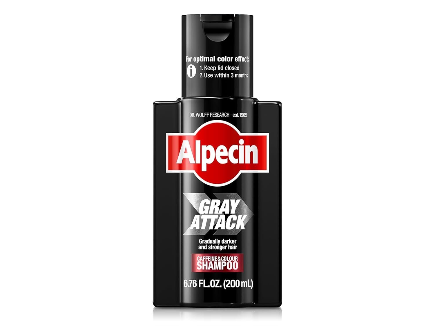 Alpecin Gray Attack Caffeine & Color Shampoo for Men 6.76 Fl Oz | Gradually Darker and Stronger Hair | Natural Looking Color Effect for Less Grays | Leaves Hair Feeling Stronger