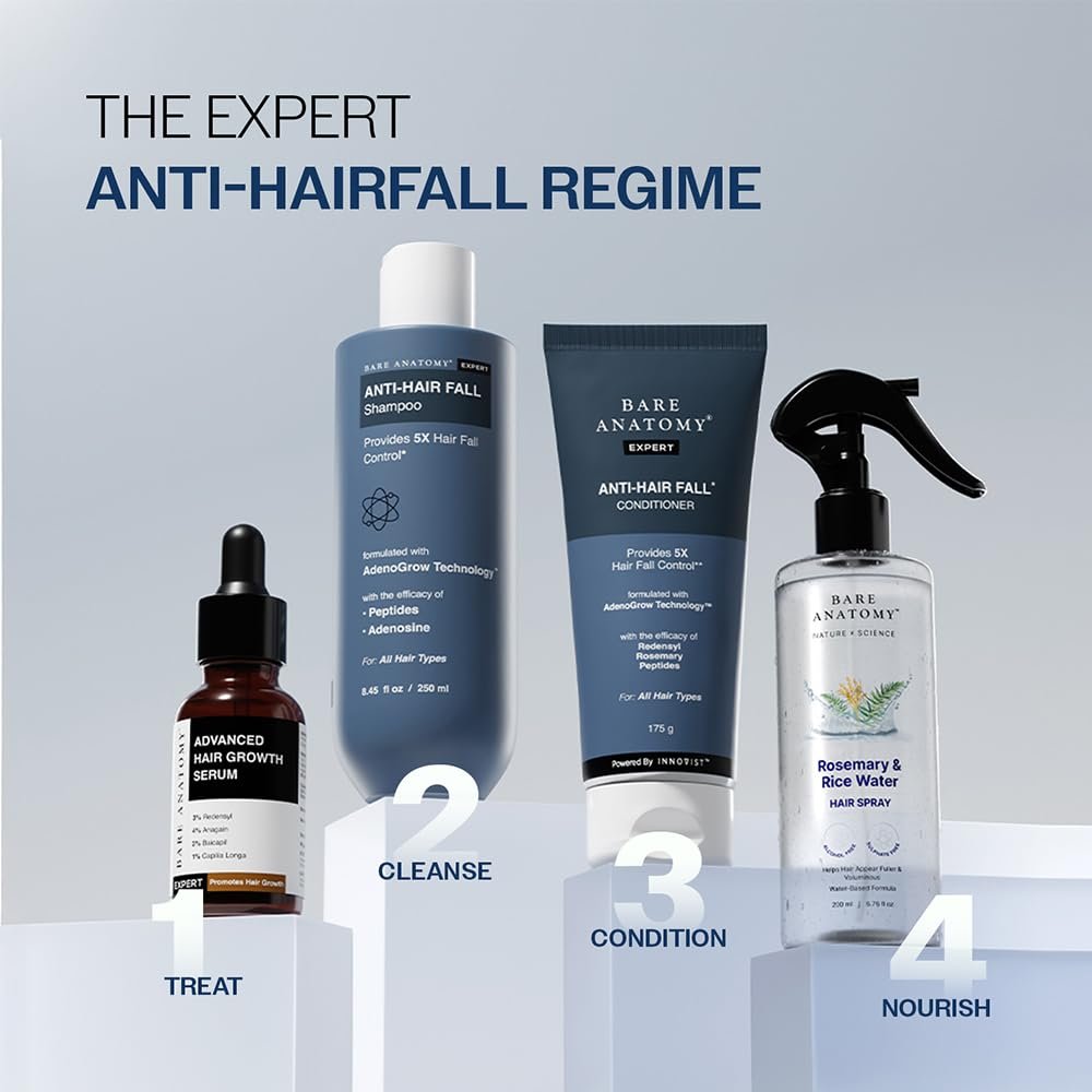 Bare Anatomy Anti-Hair Fall Shampoo | Provides 5x Hair Fall Control | pH 4.6 | Adenosine & Peptides | Strengthens Weak Roots & Reduces Breakage | Sulphate & Paraben Free | Unisex | 100ml - Image 9