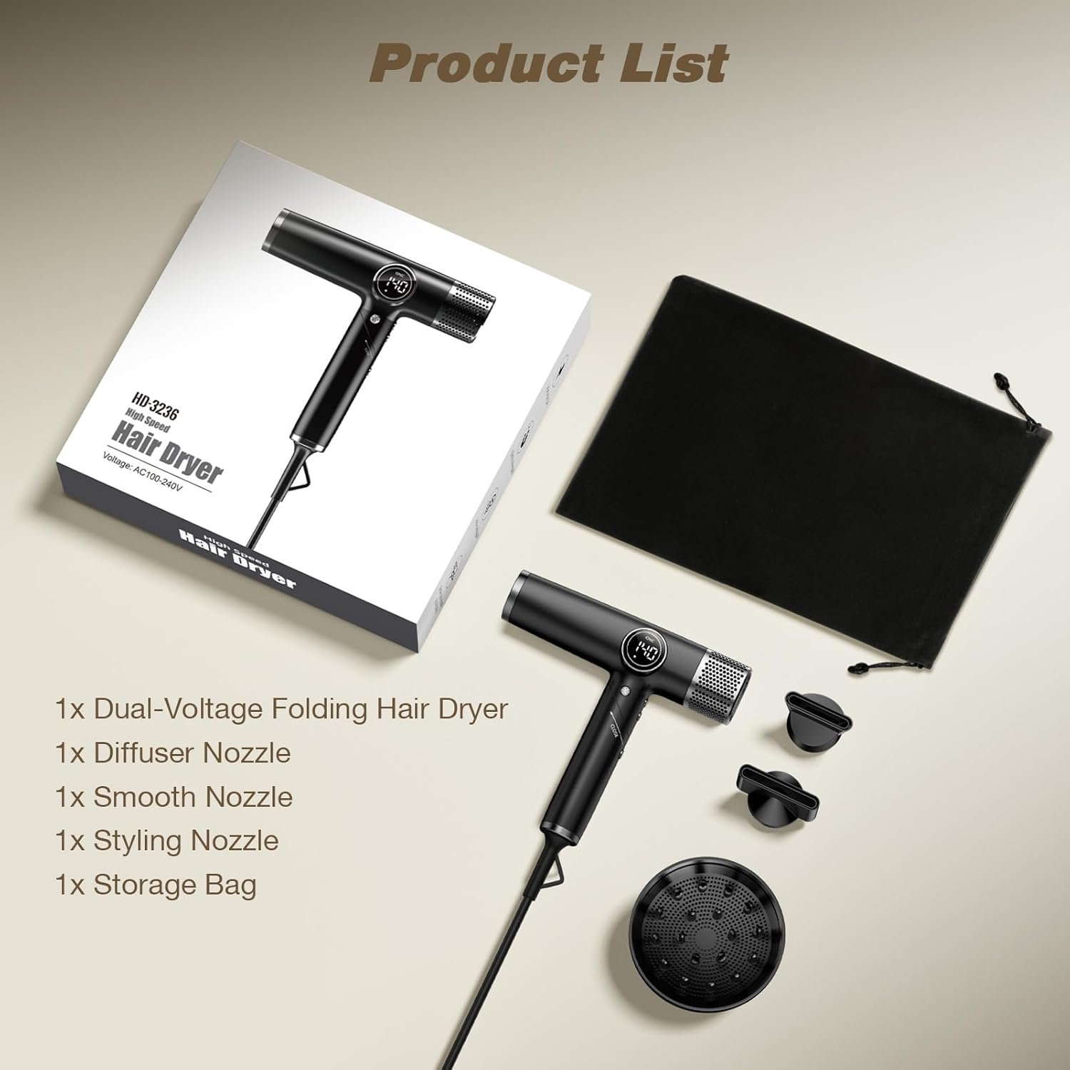 Dual Voltage Travel Hair Dryer with Diffuser, 1900W Professional High-Speed Ionic Blow Dryer for Fast Drying, Lightweight, No Heat Damage, Global Use 110V-240V - Image 9