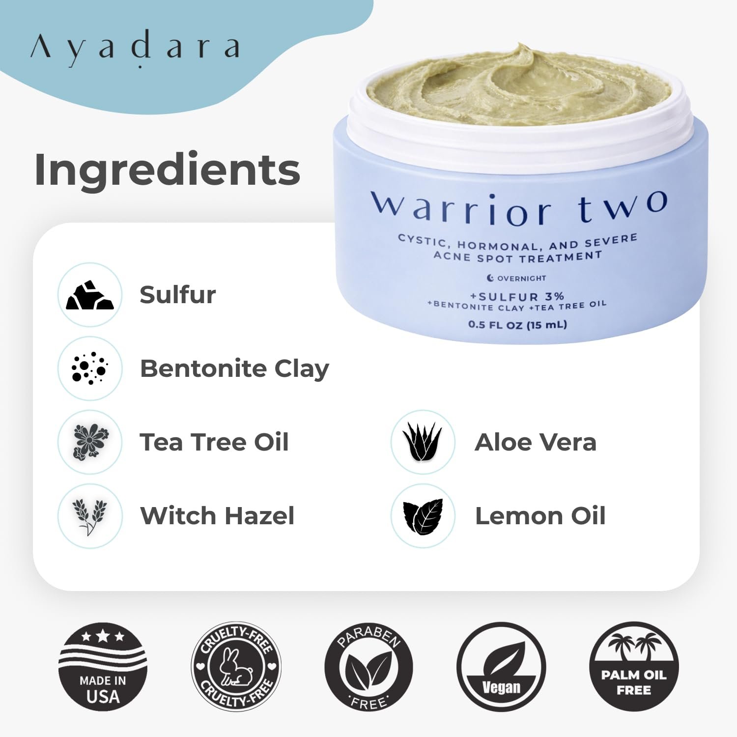 Cystic Acne Spot Cream Overnight Hormonal Acne-Prone Skin for Face & Body Sulfur Cream for Women Men & Teens Effective for Stubborn Breakouts 120 Uses - Image 5