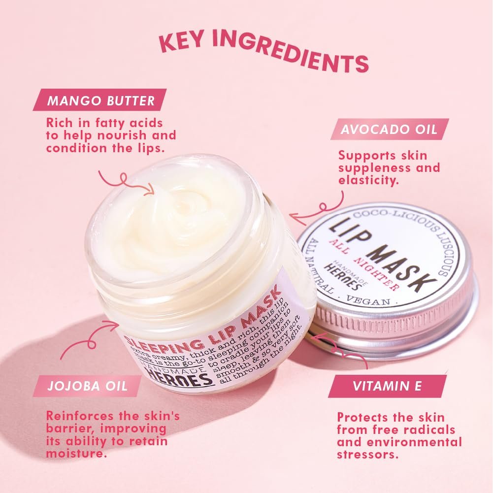 100% Natural Lip Butter Sleeping Lip Mask, Overnight Lip Moisturizer and Conditioner for Dry Lips. Intensive Lip Balm and Lip Therapy Skin Care with Mango butter (Original All Nighter) - Image 4