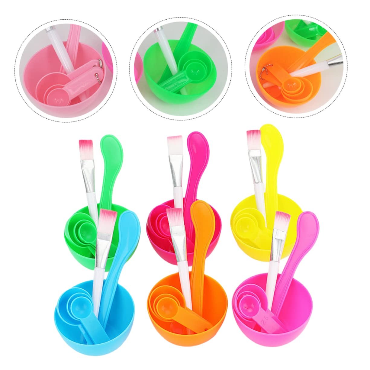 MERRYHAPY Facial Mask Mixing Bowl 6pcs Set with Brush Spoon Diy Face Mask Tools Bulk Beauty Appliance Random Color - Image 4