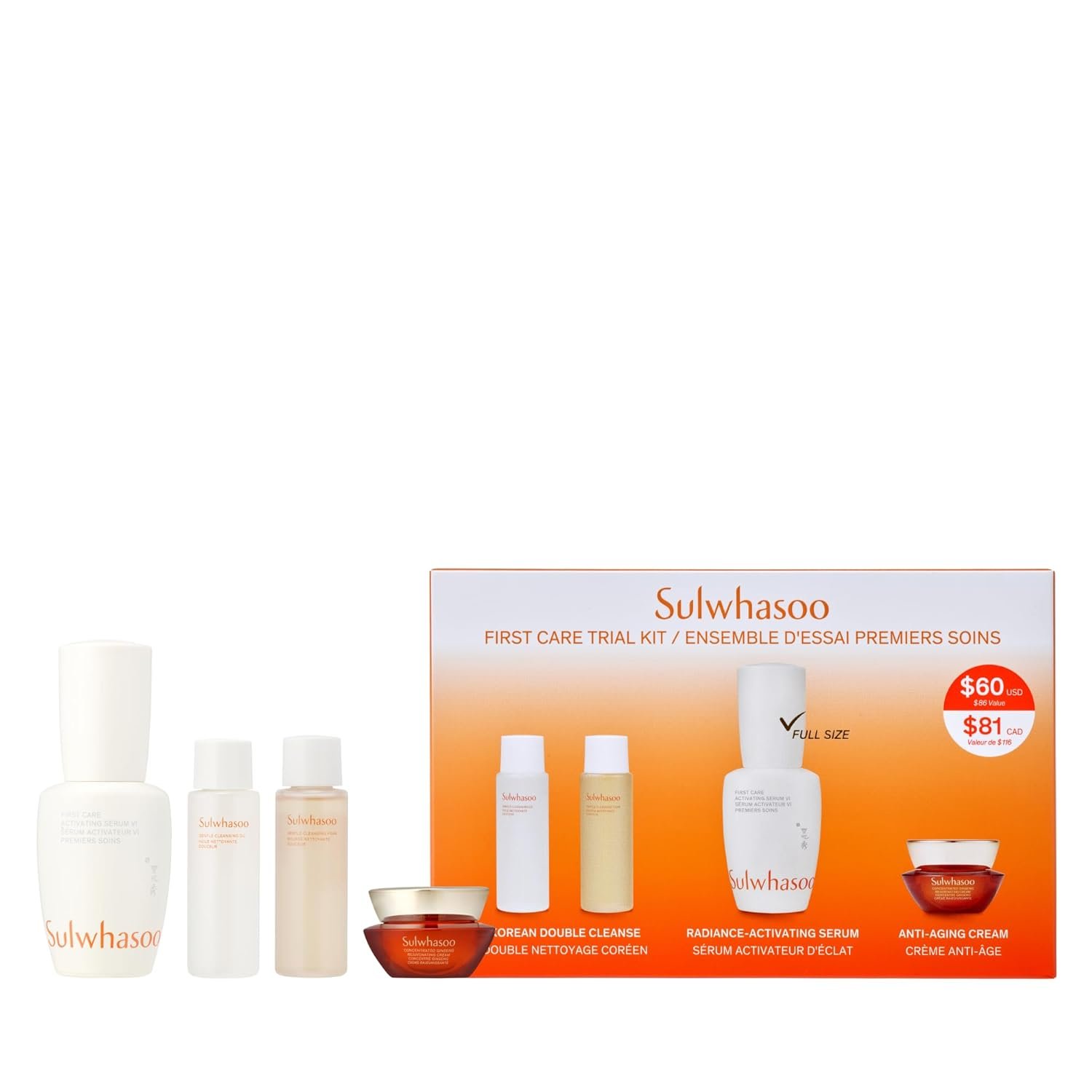 Sulwhasoo First Care Activating Serum – Targets Visible Fine Lines, Dryness & Dullness | Preventative Anti-Aging Serum with 500-Hour Aged Ginseng, Korean Herb Extract & Vitamin C | Korean Skincare