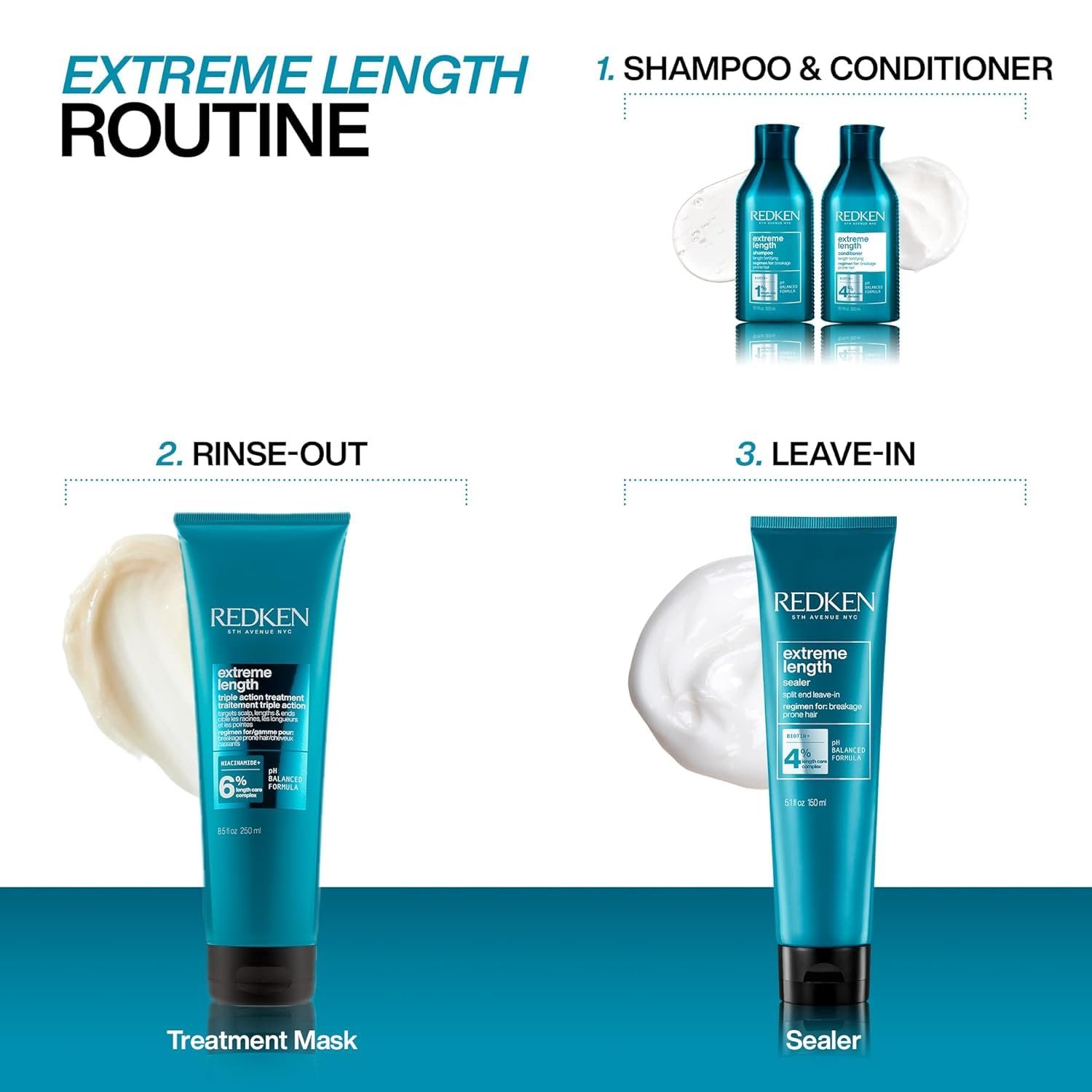 Redken Extreme Length Biotin Shampoo For Longer Hair – Promotes Healthy Hair Growth, Strengthens Damaged Hair, Prevents Hair Breakage, Infused With Biotin - Image 4