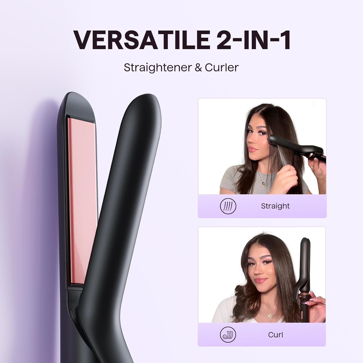 Wavytalk 3 in 1 Curling Wand Set, Multi Curl, Curling Iron Set with Heated Round Brush, Flat Iron Hair Straightener, 1 1/4 inch Curling Iron, Dual Voltage Hair Curler - Image 4