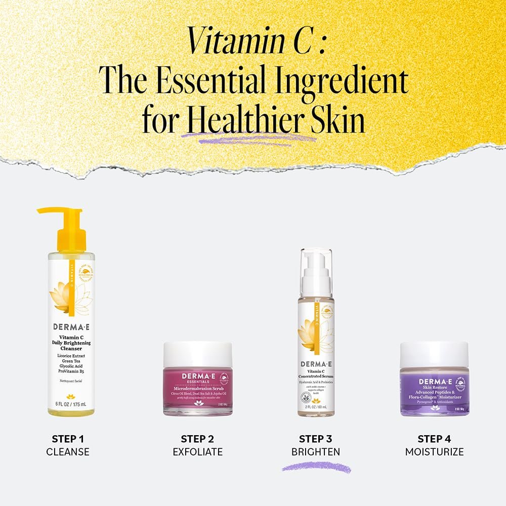 DERMA E Vitamin C Concentrated Serum, 2 Oz, with Hyaluronic Acid, Vitamin E & Aloe, All Natural, Antioxidant-Rich Concentrated Formula, Hydrating & Brightening Vitamin C Face Serum - Image 7