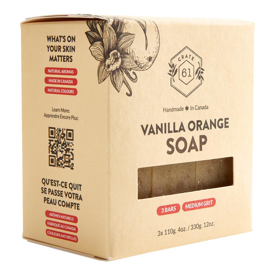 Crate 61 Organics, Handmade in Canada, Plant Based Cold Process Natural Bar Soap For Face And Body, With Premium Essential Oils, For Men And Women 3 Pack (Vanilla Orange) - Image 2