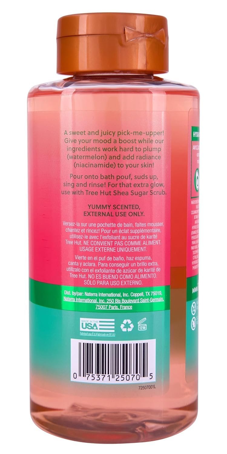 Tree Hut Watermelon Body Wash, Hydrating & Moisturizing Shower Gel with Shea Butter & Essential Oils, Soft Smooth Glowing Skin, Gentle Cleanser For All Skin Types, Self Care Gifts for Women, 18 Fl Oz - Image 2