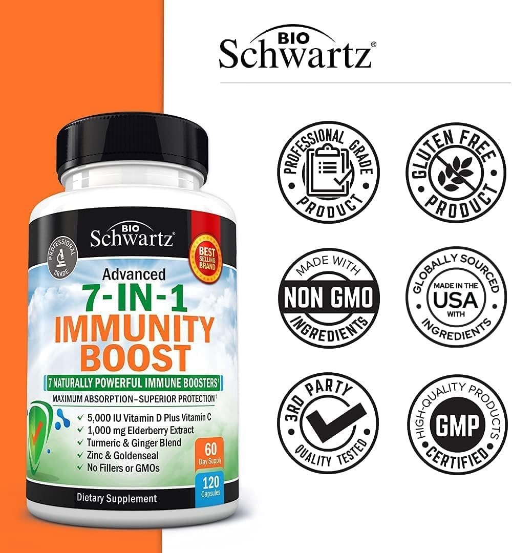 Immune Support Supplement with Zinc Vitamin C Vitamin D 5000 IU Elderberry Ginger D3 Goldenseal - Dr Approved Immunity Vitamins for Adults Women and Men - Natural Immune System Booster Defense -120ct - Image 6