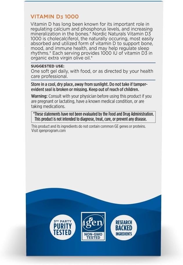 Nordic Naturals Vitamin D3 1000, Orange - 120 Mini Soft Gels - 1000 IU Vitamin D3 - Supports Healthy Bones, Mood & Immune System Function - Non-GMO - 120 Servings - Image 7