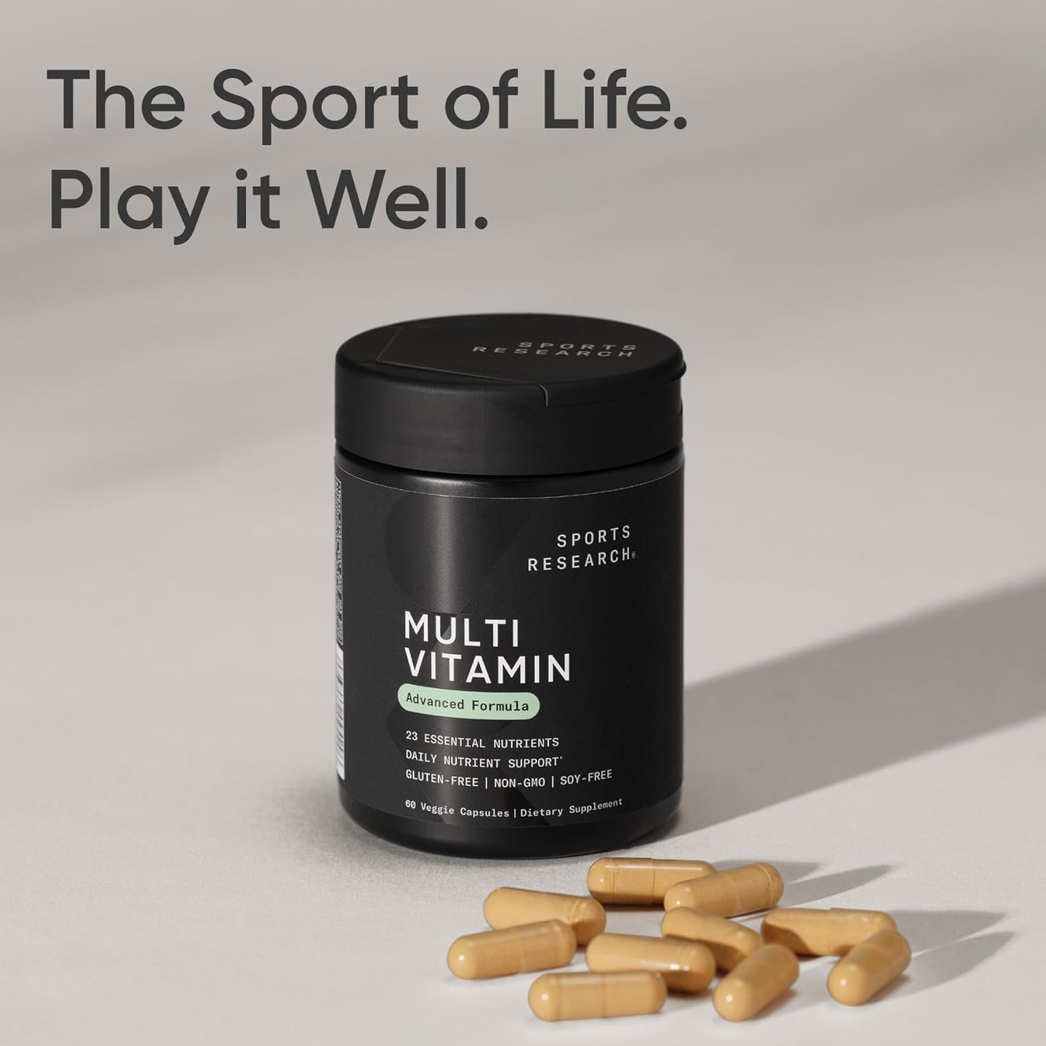 Sports Research® Multivitamin – Advanced Formula - 23 Essential Vitamins & Minerals with CoQ10 & Iodine - Daily Nutrient Support*- Non-GMO Tested & Gluten-Free -60 Veggie Capsules - Image 9