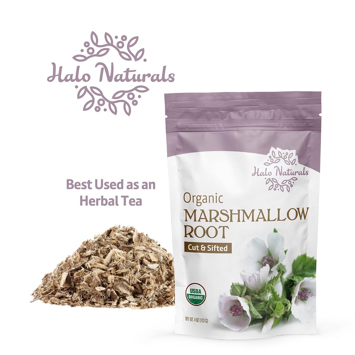 Organic Marshmallow Root Cut & Sifted, 4 Ounces (Althaea officinalis) USDA Certified | Resealable Pouch| Packaged in The USA (Pack of 1) - Image 5