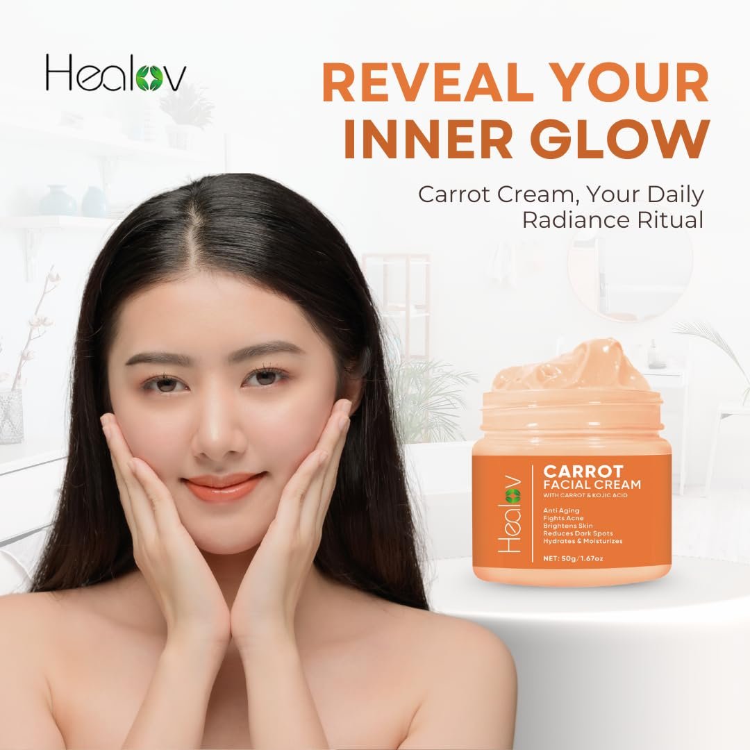 Healov Carrot Cream – Brightening Face & Body Cream for Dark Spots, Uneven Skin Tone & Dull Skin – Moisturizing Carrot Oil Lotion for Face, Underarms, Inner Thighs, Neck, Knees & Elbows - Image 7