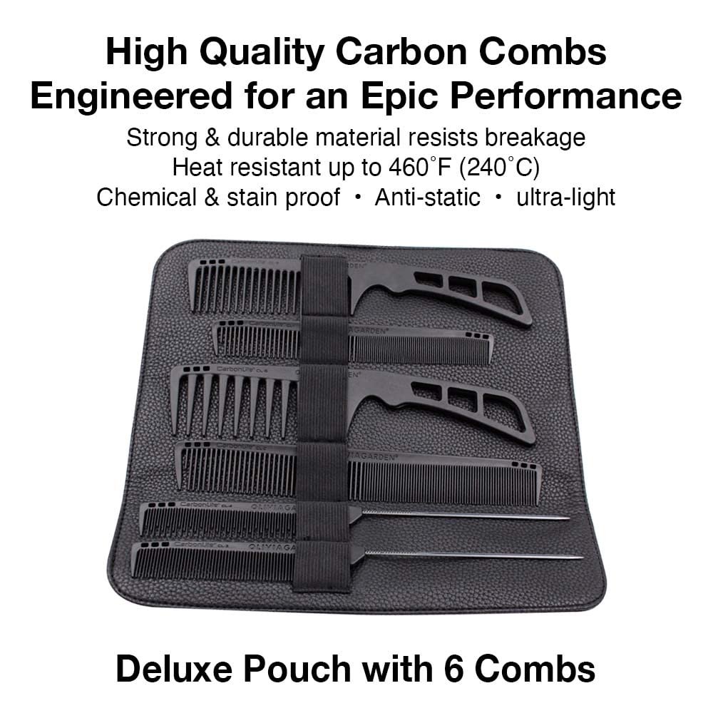 Olivia Garden CarbonLite Carbon Combs for Women and Men - Professional Hairdresser and Barber Accessories - Heat Resistant Up to 460 Degrees - Image 2