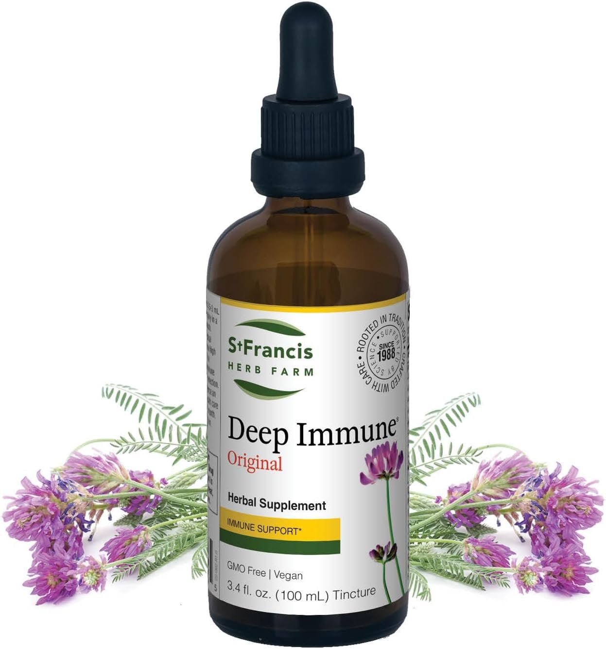 St. Francis Herb Farm Deep Immune® (3.4floz) Immune Support (1 Bottle) Organic Herbs, Vegan, Vegetarian