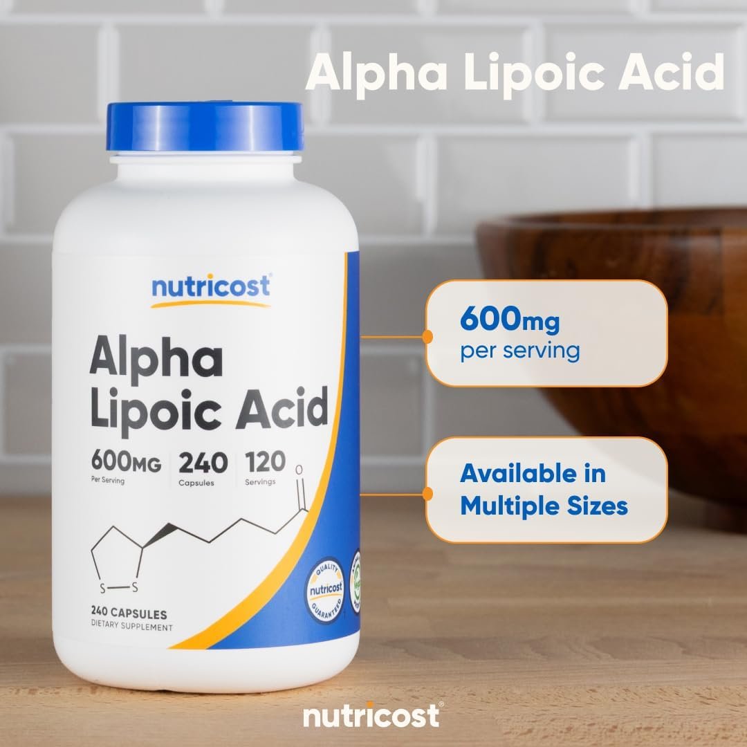 Nutricost Alpha Lipoic Acid 600mg Per Serving, 240 Capsules - Gluten Free, Vegetarian Capsules, Soy Free & Non-GMO - Image 7