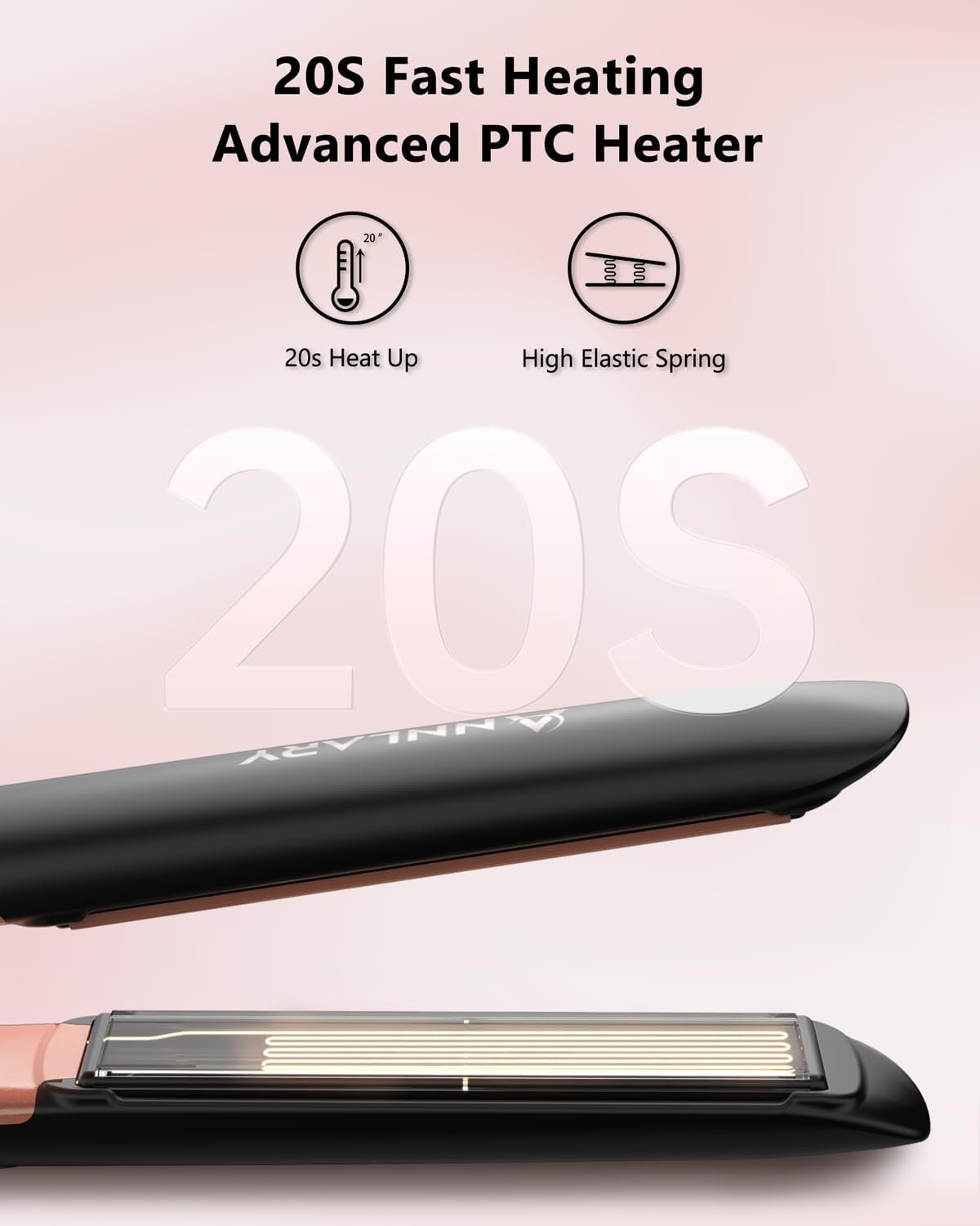Annlary Hair Straightener 1 Inch Flat Iron and Curler 2 in 1 Titanium Ceramic Ionic Dual Voltage Straightener with Heat-Resistant Silicone, for Less Frizz, Shinier & Smoother - Image 5