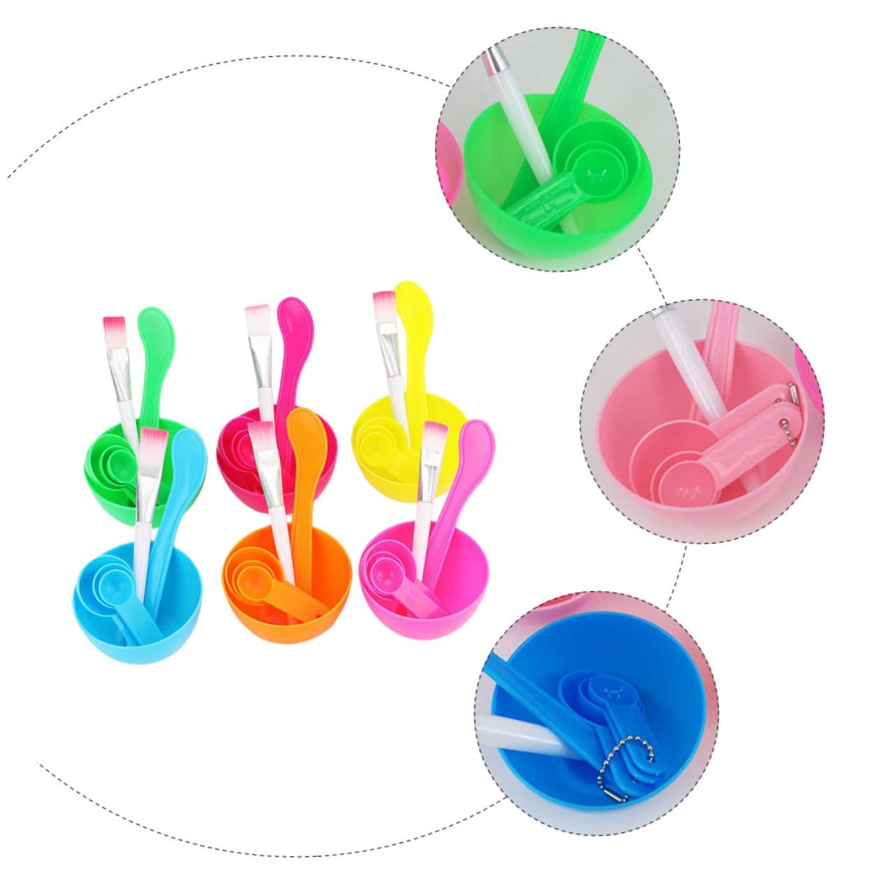 MERRYHAPY Facial Mask Mixing Bowl 6pcs Set with Brush Spoon Diy Face Mask Tools Bulk Beauty Appliance Random Color - Image 7